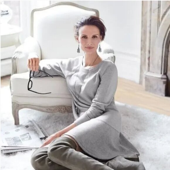 CABI Flashdance Sweatshirt Dress Knit Fleece XS 3459 Grey Gray Long Sleeve Women - Picture 9 of 9